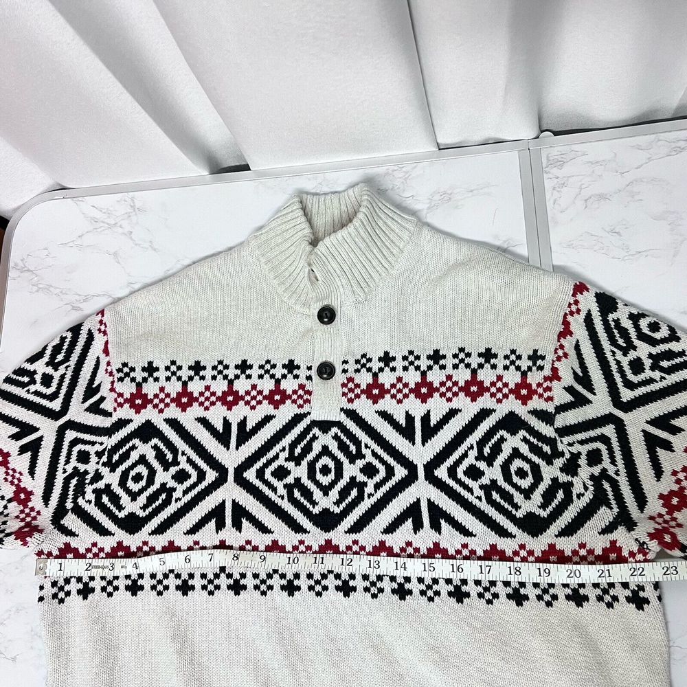 Chaps Fair Isle Nordic Cotton Pullover Mens XL Mock Neck Sweater Apres Chalet - Picture 14 of 16